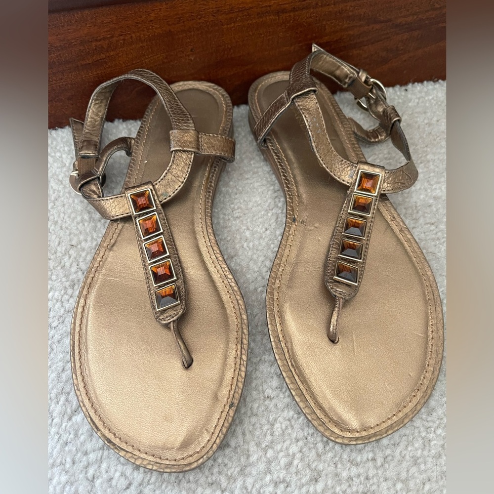 Bandolino leather flat jeweled sandals